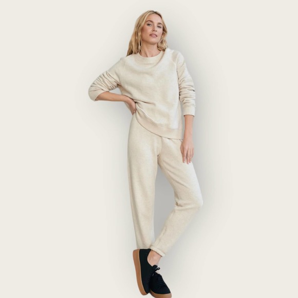 Jenni Kayne Sweaters - Jenni Kayne Saturday Sweats Co Ord Set | Sweatpants Sweatshirt |Oatmeal | Medium